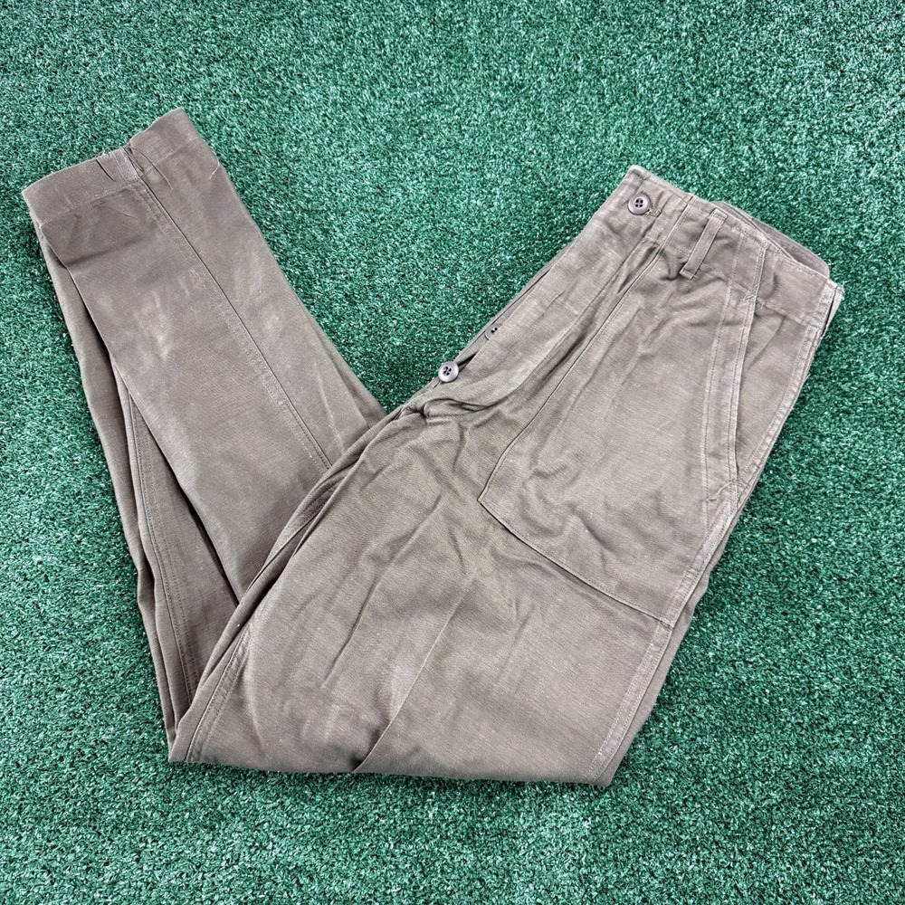Vintage 60s Military US Army OG 107 Trousers Green Cotton Sateen Fatigue Pants
